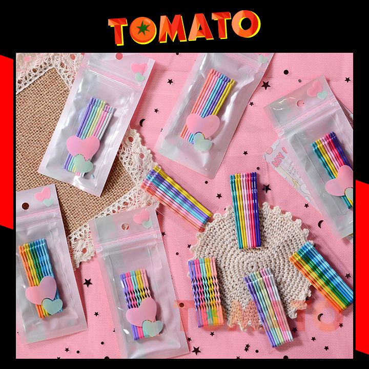 Set 10 cây kẹp tóc hàn quốc xước màu, kẹp tăm cầu vồng nhiều màu sắc - 42