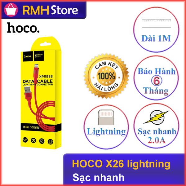 Cáp sạc Hoco X26 cho iPHone (lightning) (1 Mét) màu ngẫu nhiên
