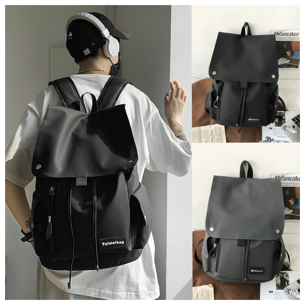Balo nam nữ unisex đi học cao cấp đựng vừa laptop 15,7inch, Ba lô chống nước cặp sách nam nữ mini nhỏ gọn màu đen SHOPE