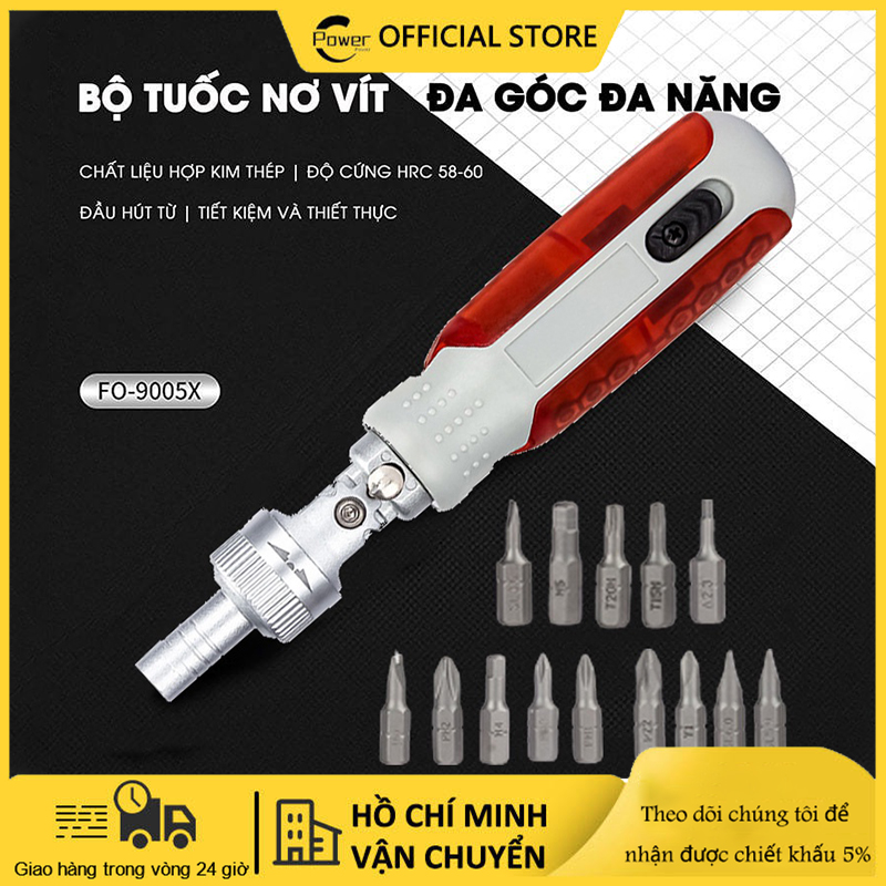 Tô vít đa năng nhật bãi kèm mũi vít kèm 10 đầu vít,Tua vít đa năng đa góc 180 độ,Tô vít Đổi Đầu Trợ Lực Tự Động