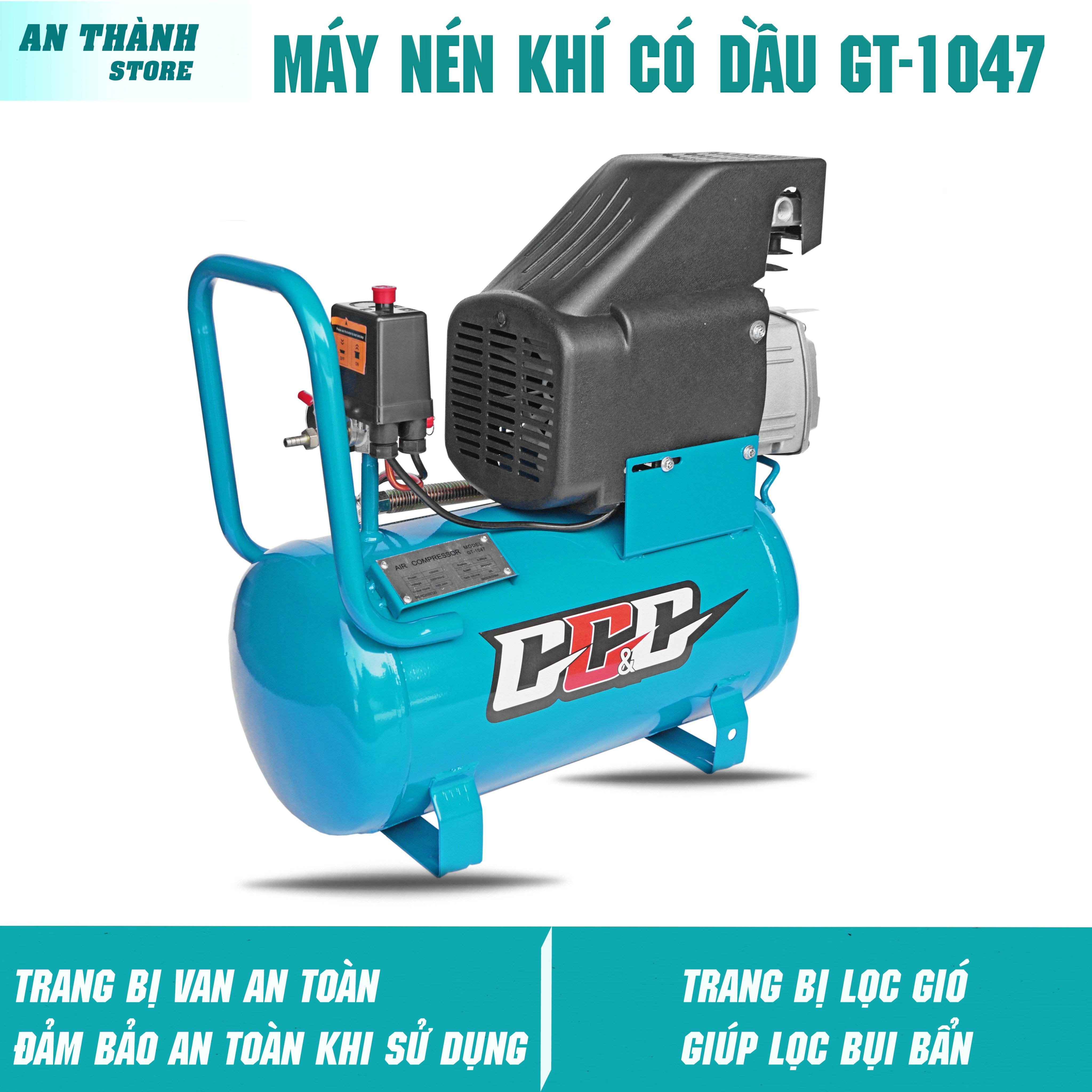 Máy nén khí dầu 30 lít ggg-1047 công suất lớn 1500w, bình hơi khí nén lõi đồng, bảo hành 6 tháng