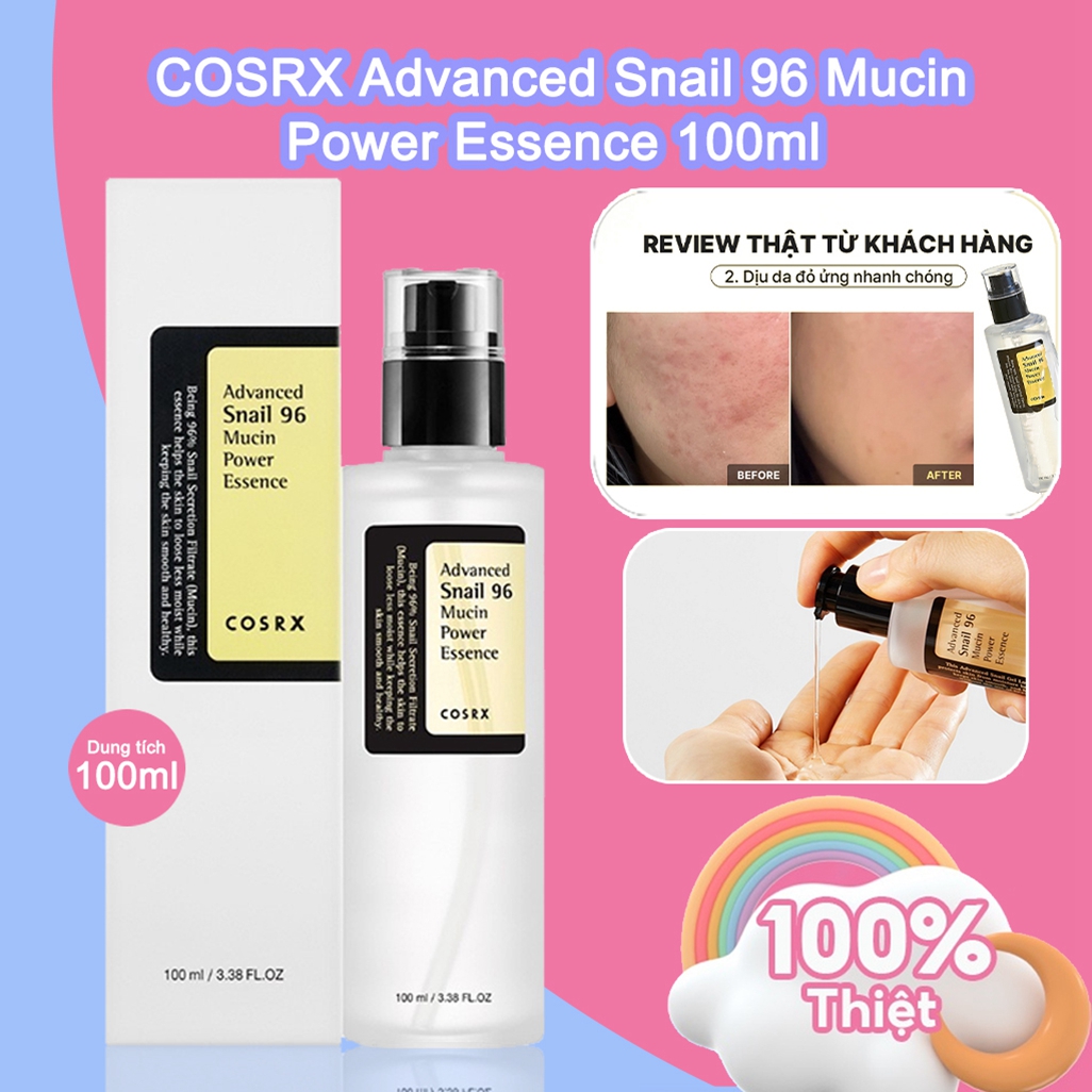Chính hãng✨ cosrx advanced snail 96 mucin power essence 100ml tinh chất ốc sên hỗ trợ tái tạo dưỡng ẩm cho da
