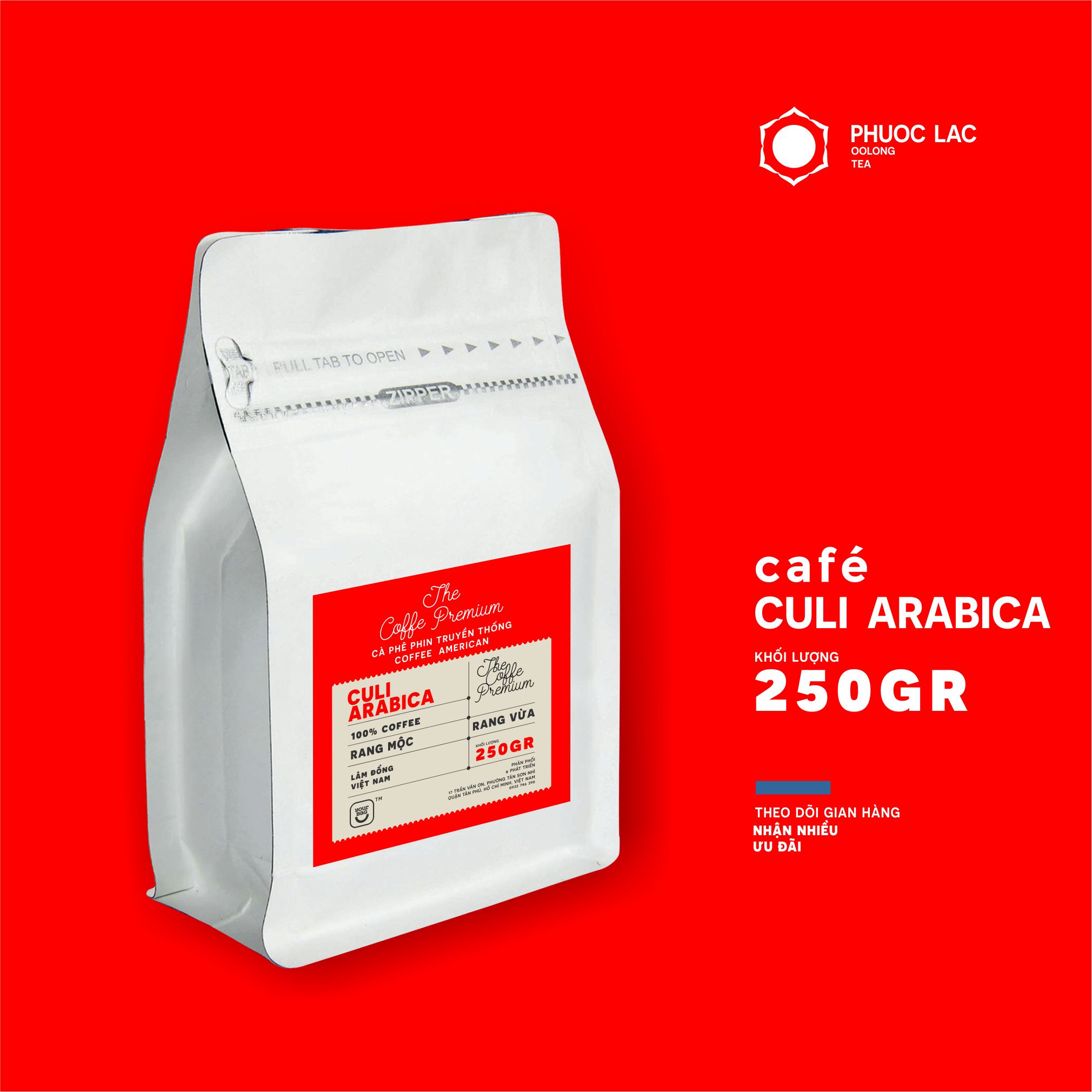 Cà phê culi arabica premium xay sẵn 250gr - cà phê rang mộc, pha phin truyền thống hoặc pha máy coffee american