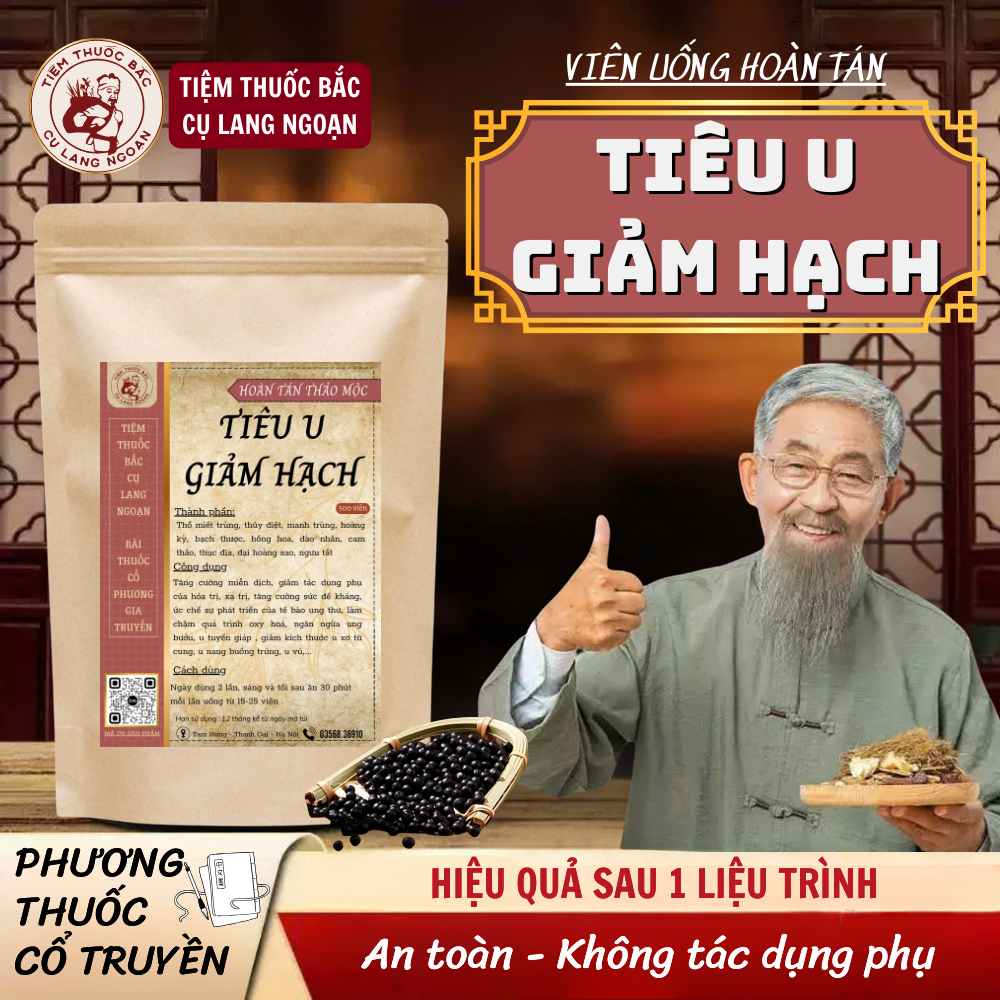 Viên uống tiêu u giảm hạch Tiệm Thuốc Bắc Cụ Lang Ngoạn ngăn chặn khối u phát triển, u giáp, u xơ, u nang