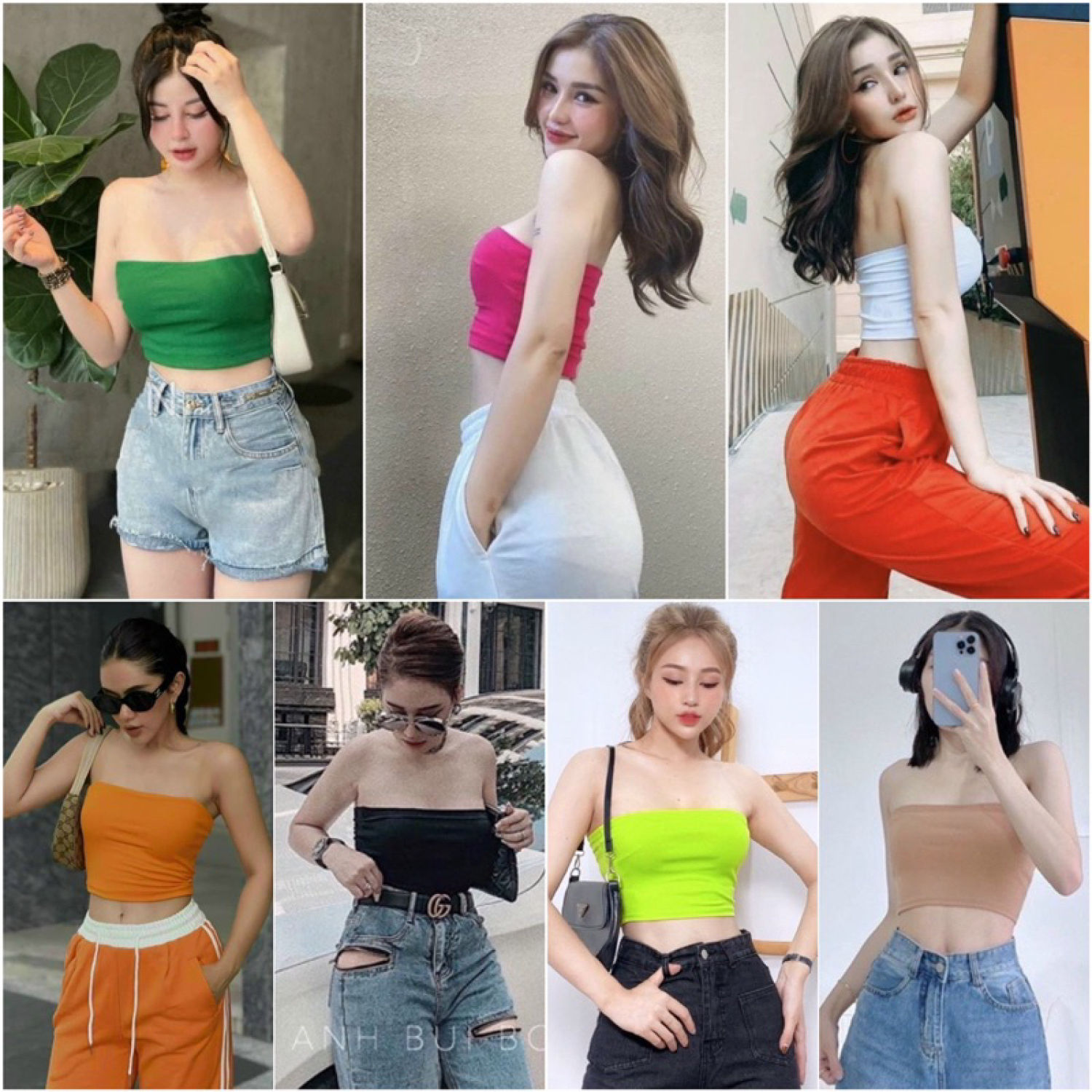 Áo ống quây ngực croptop thun trơn 7 màu hottrend nữ