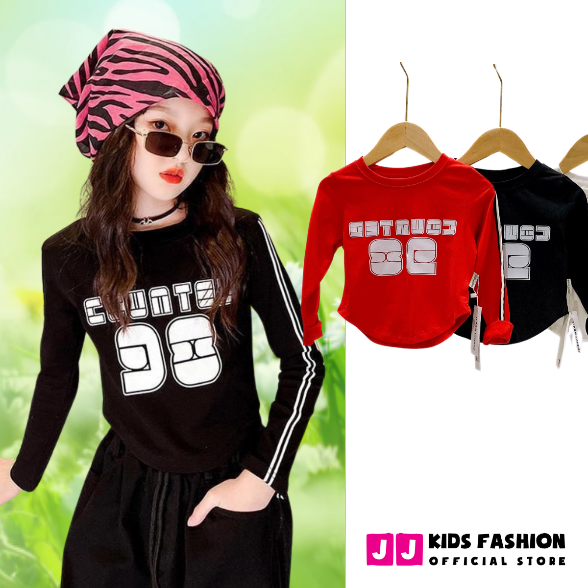 Áo thun croptop cho bé gái, áo phông croptop bé gái cao cấp cộc tay full size | FREESHIP MAX - JJ Kids Fashion