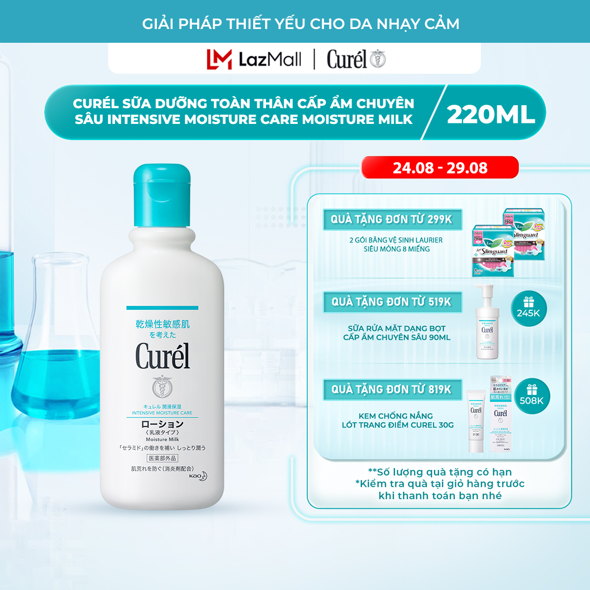 Sữa Dưỡng Toàn Thân Cấp Ẩm Chuyên Sâu Curel Intensive Moisture Care Moisture Milk 220ml