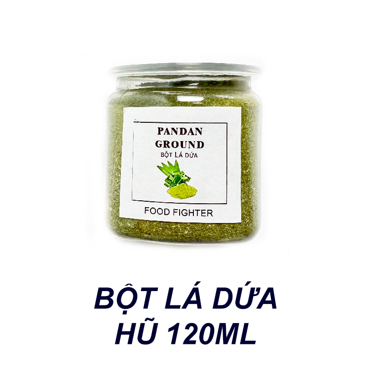 Bột lá dứa thơm lá nếp nguyên chất màu 100%- pandan powder - hũ 120ml