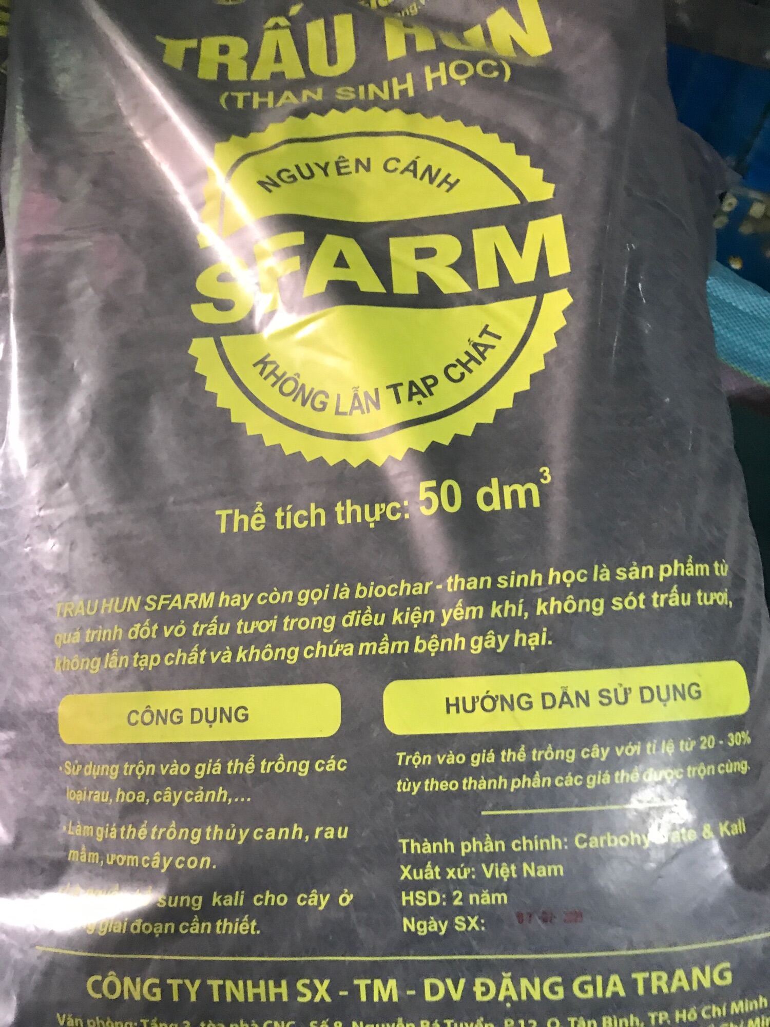Trấu hun sfarm loại 50dm3 dùng làm giá thể trồng cây cung cấp kali cho cây trồng
