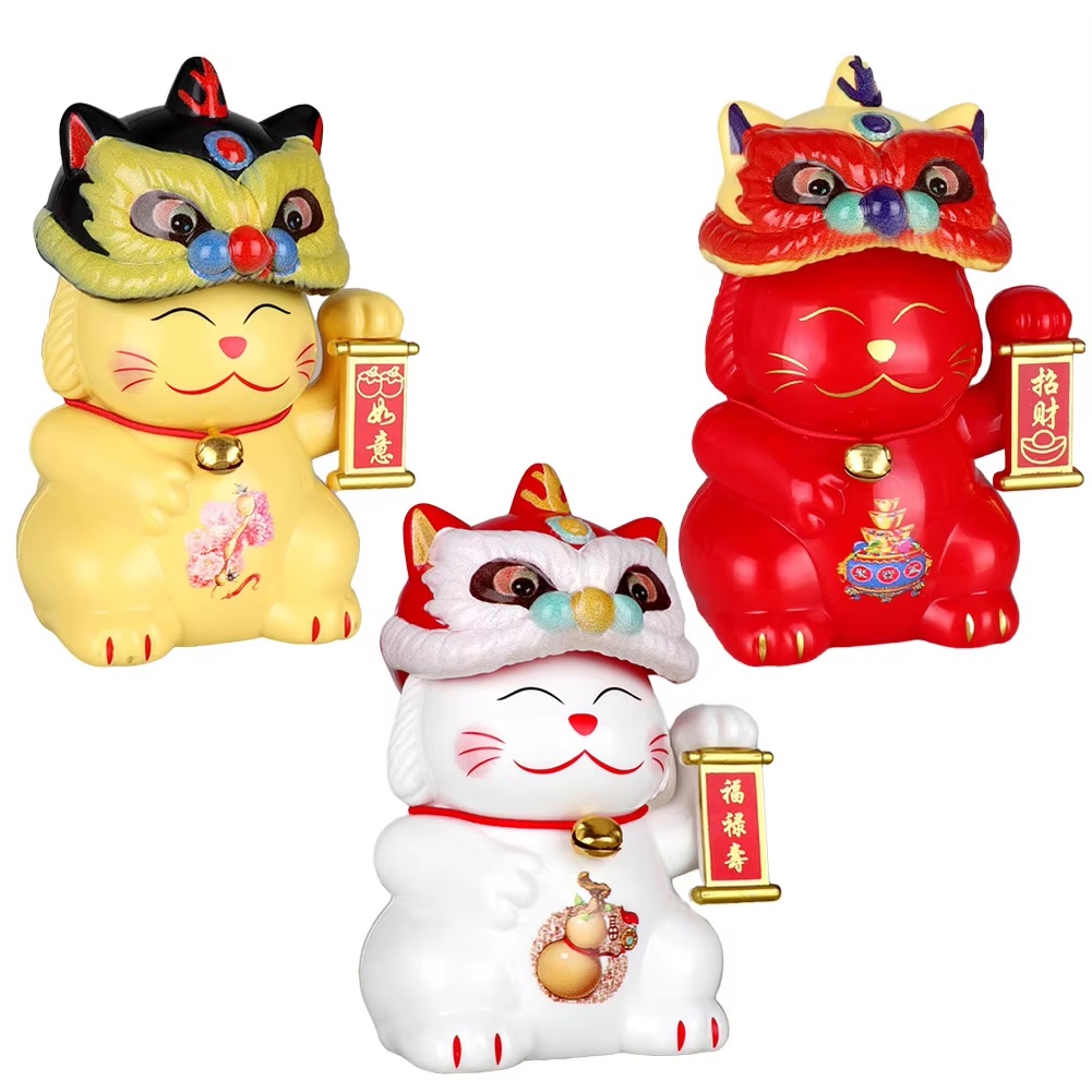 Mèo Múa Lân Lắc Lư Gật Đầu Năng Lượng Mặt Trời Trang Trí Ô Tô