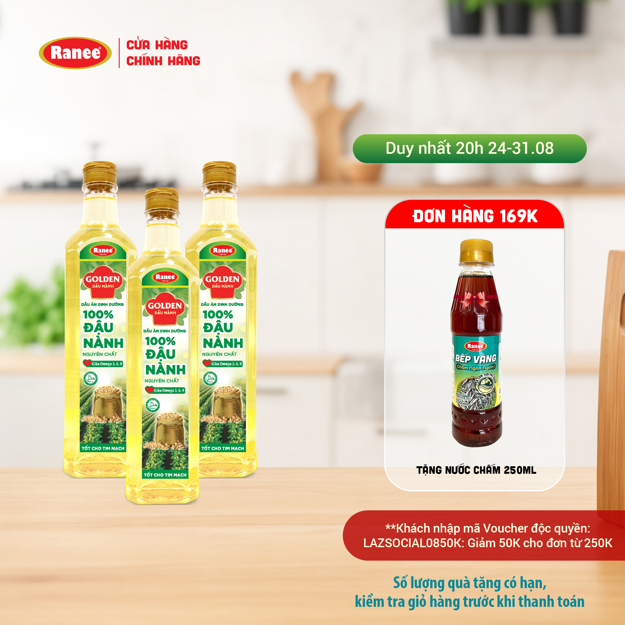 Combo 3 chai Dầu Đậu Nành cao cấp Golden 1 lít