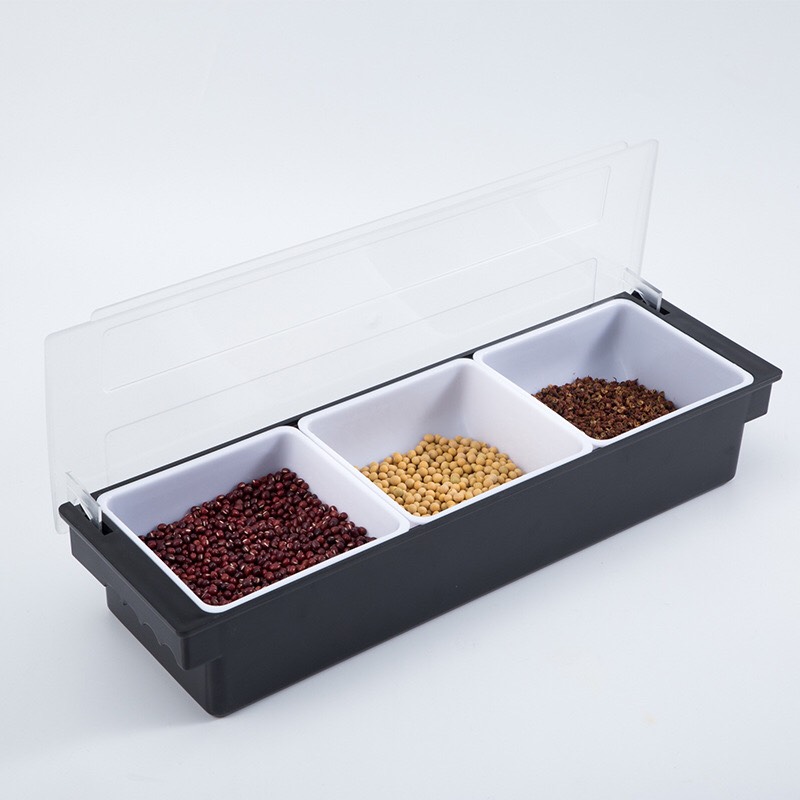 Khay đựng topping nhựa cao cấp - 3 ngăn