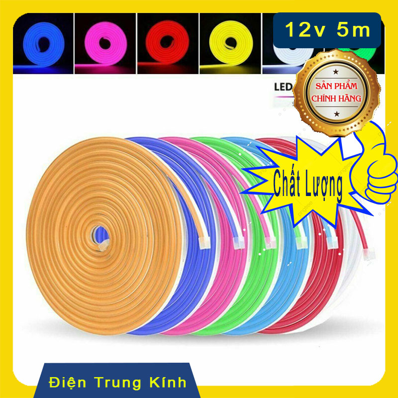 Led Dây Neon 12V 5m/cuộn dùng cho trang trí quảng cáo silicon dẻo dễ uốn cong chịu nhiệt chống mưa tuổi thọ cao hàng bán chạy