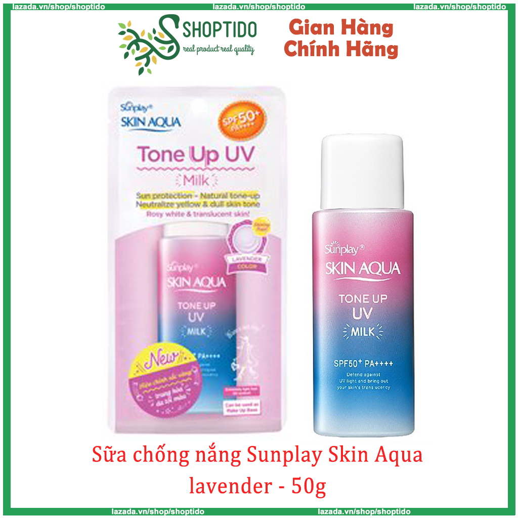 Kem chống nắng Sunplay Skin Aqua Lavender dạng sữa Tone Up UV Milk 50g Nhật Bản