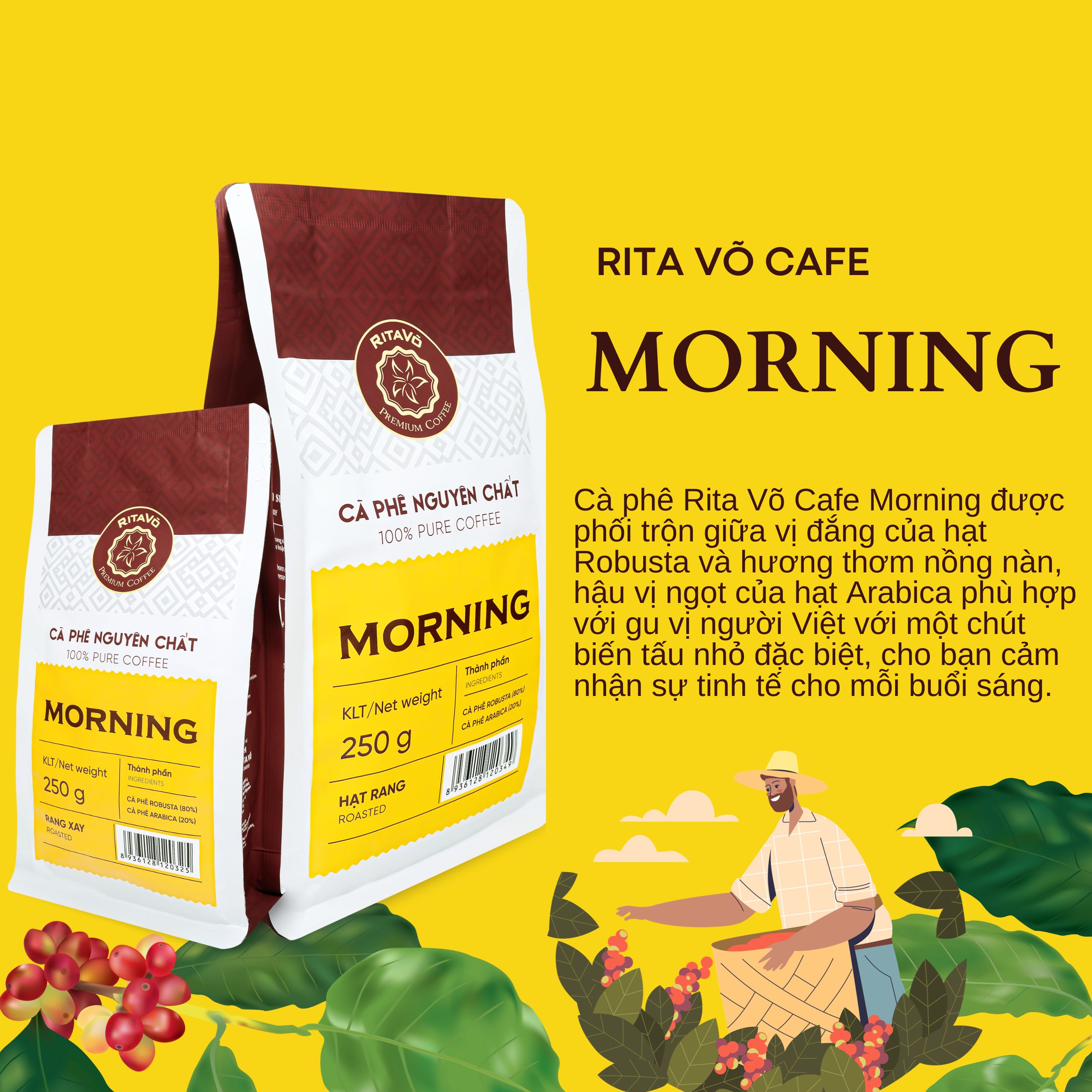 Cà phê rang xay Rita Võ Cafe Morning 250g