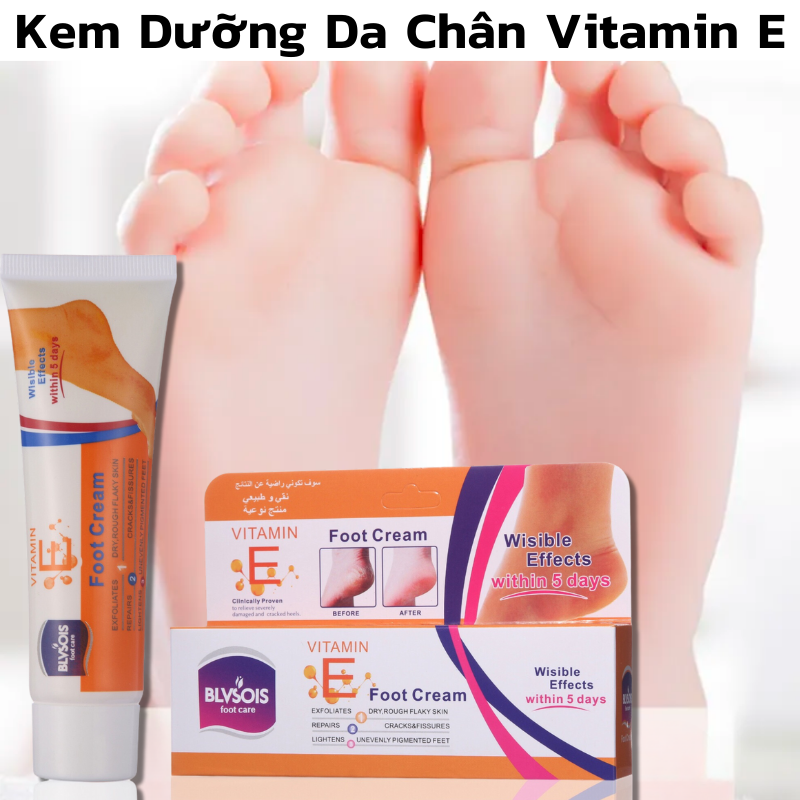 Kem dưỡng da chân vitamin e giúp dưỡng ẩm, chống nứt nẻ, khô ráp, chai sần, hồi phục gót chân nứt nẻ, dưỡng da mềm mịn