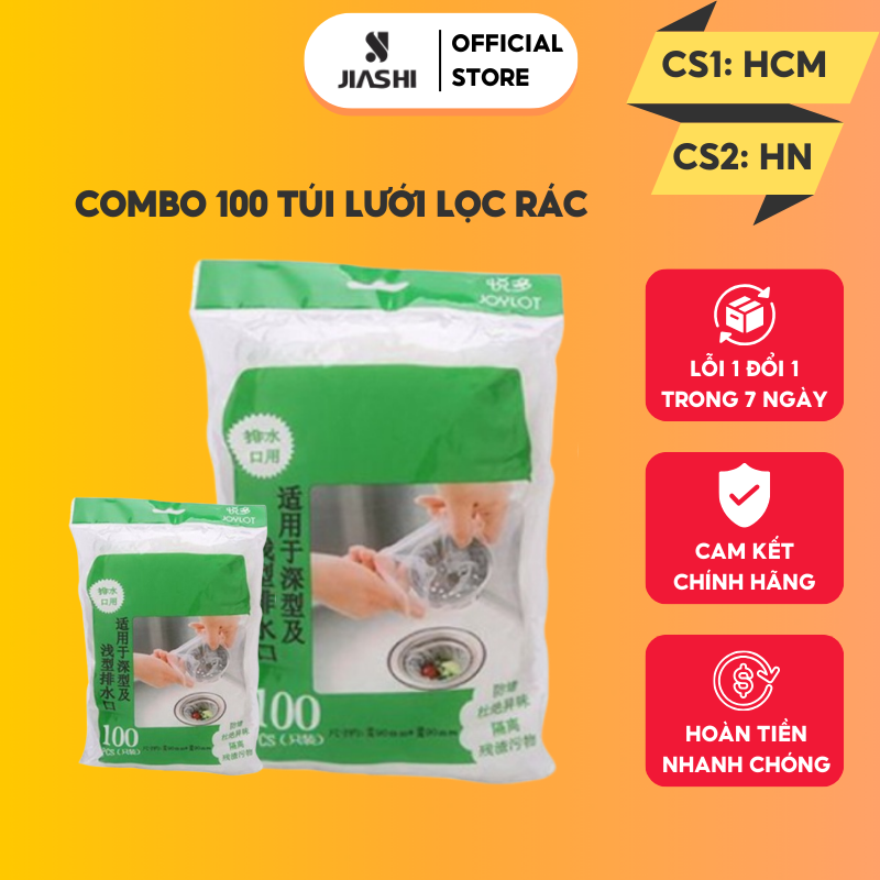 Combo 100 cái túi lưới lọc rác bồn rửa chén, bát, đũa - Túi lọc rác thông minh có chun cố định, tránh tắc nghẽn do thức ăn, thân thiện môi trường, tự phân hủy trong 2 tháng TLR01
