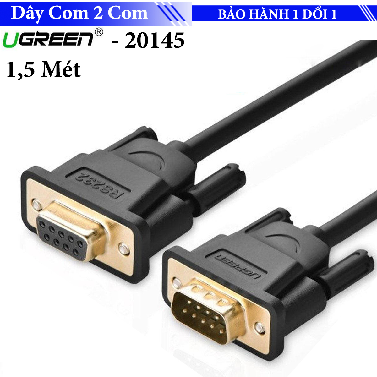 Com to com rs232 ugreen 20145 - dây nối dài com rs-232 đực sang cái
