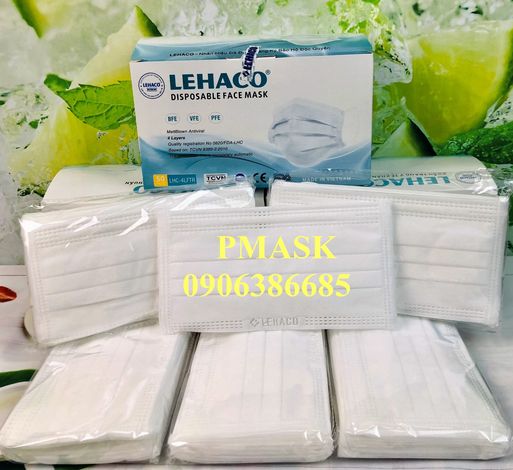 Khẩu trang y tế 4 lớp Lehaco màu Trắng Kháng Khuẩn