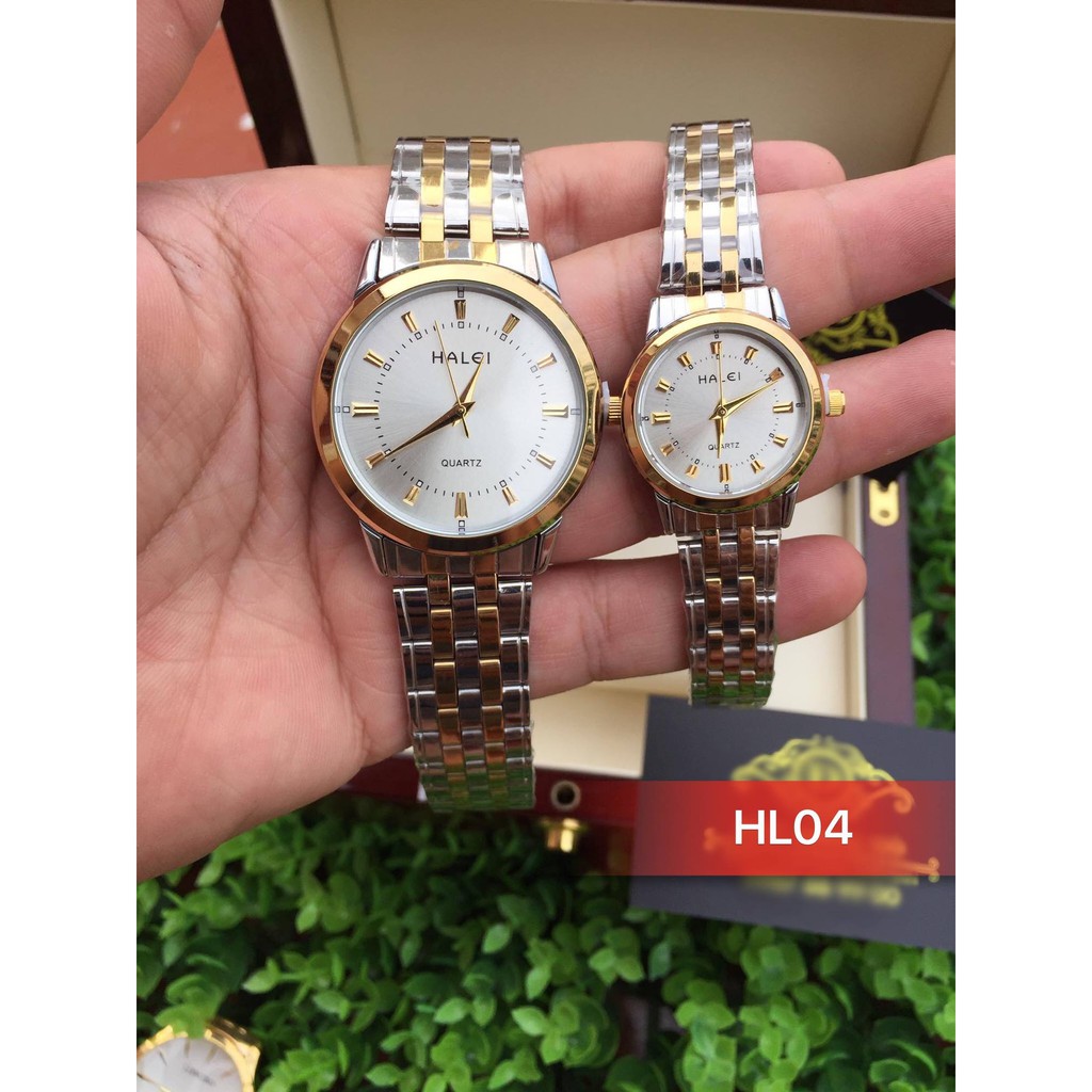 đồng hồ nam đẹp halei dây pha mặt trắng HL4004 chống nước chống xước,tặng kèm vòng tì hưu