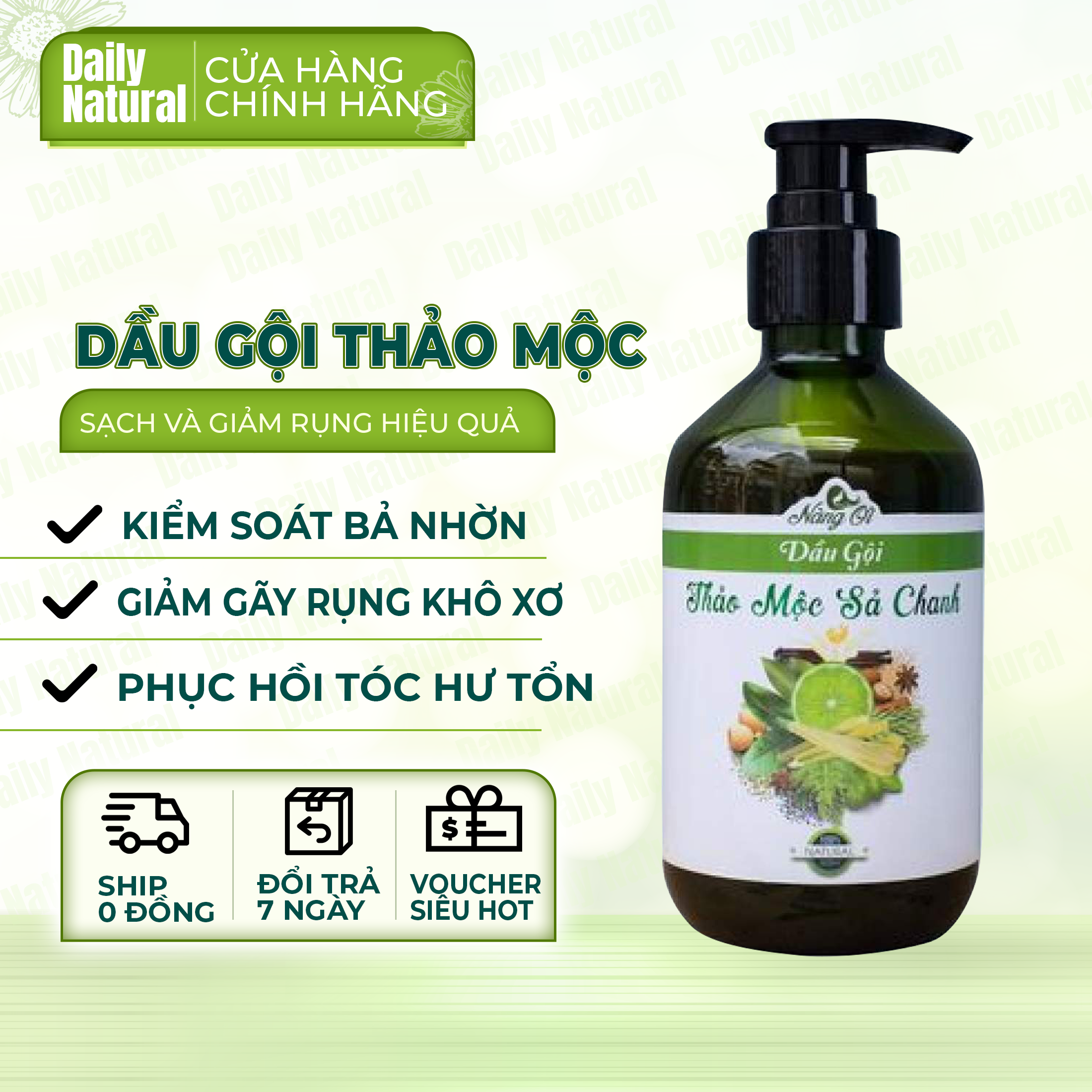 Dầu gội thảo mộc sả chanh Nàng Ơi 300ml làm sạch tóc và da đầu giảm rụng tóc hiệu quả kích thích tóc mọc nhanh hơn cho mái tóc luôn chắc khỏe và suôn mượt tự nhiên.