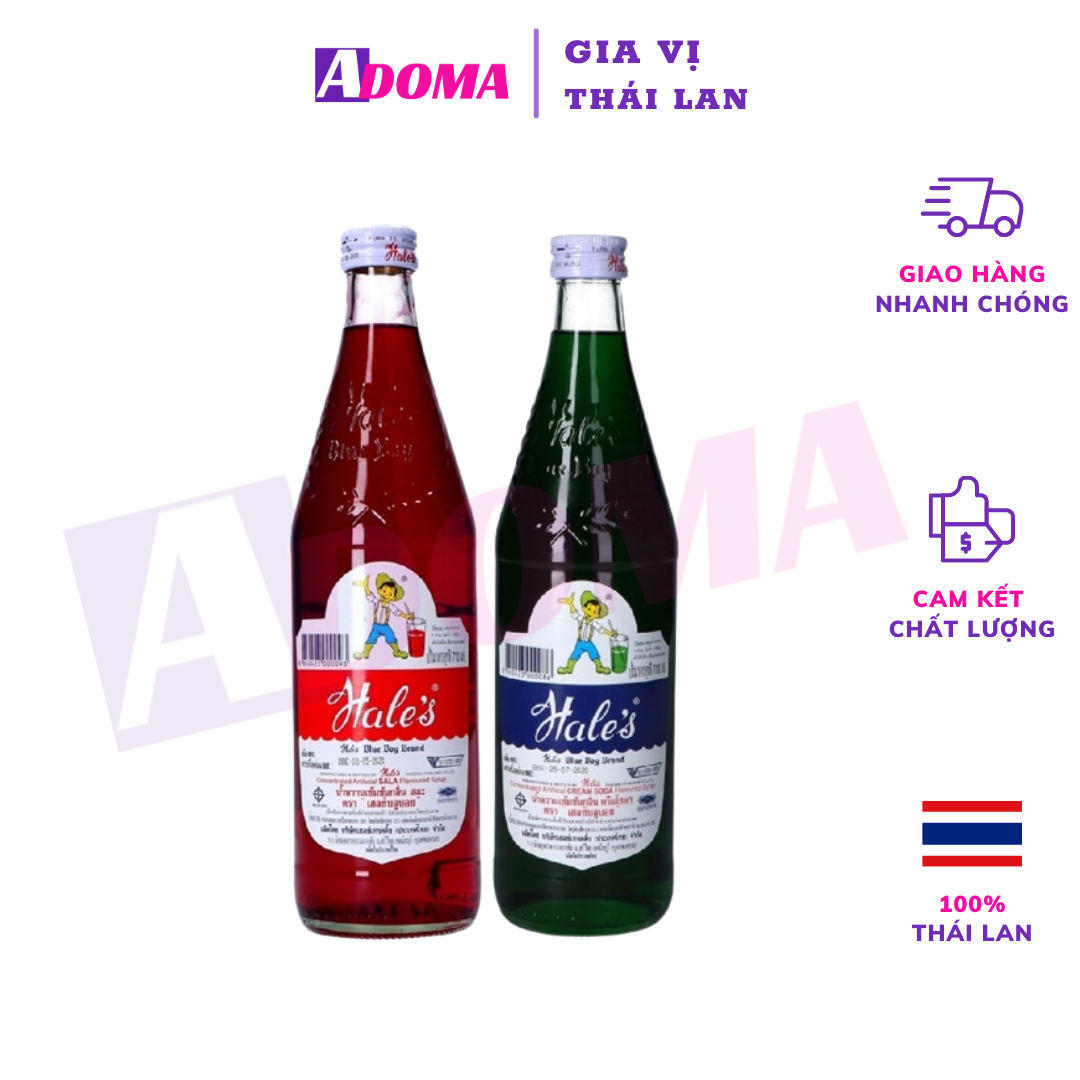 Siro Hales Blue Boy 710ml Thái Lan ADOMA ngon sánh mịn Salak đỏ/Soda xanh lá - เฮลบลูบอย Syrup Hales làm siro đá bào đá tuyết chè thái cocktail mocktail