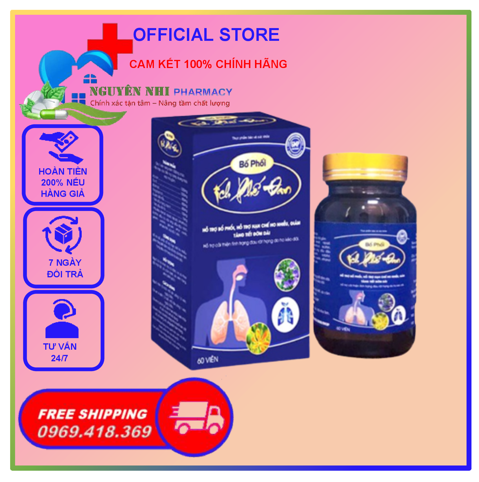 ✅Cam kết chính hãng - Viên Uống Ích Phế Đan - Hỗ trợ tăng chức năng phổi.