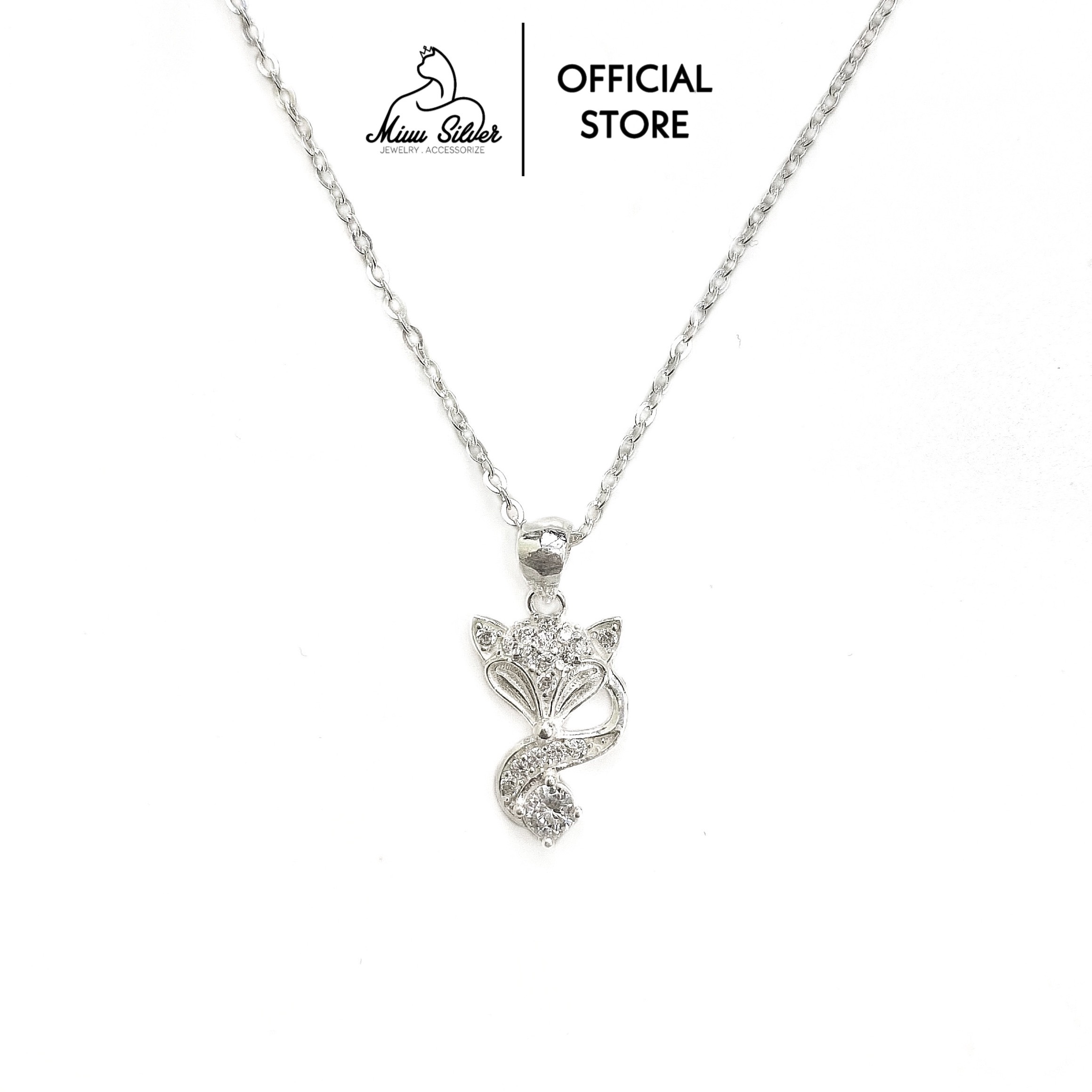 Dây chuyền bạc Miuu Silver, vòng cổ nữ mặt hồ ly đính đá sang trọng, xinh xắn