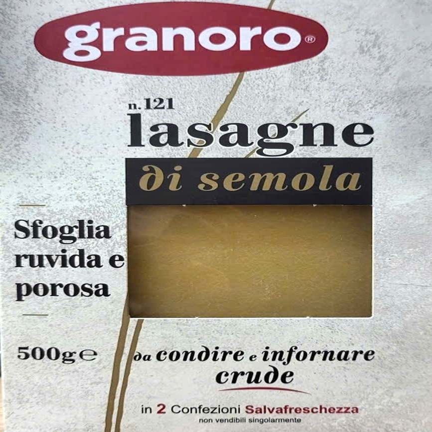 GRANORO + hộp 500g / số 121 + MÌ LÁ Ý Durum Wheat Semolina Lasagne