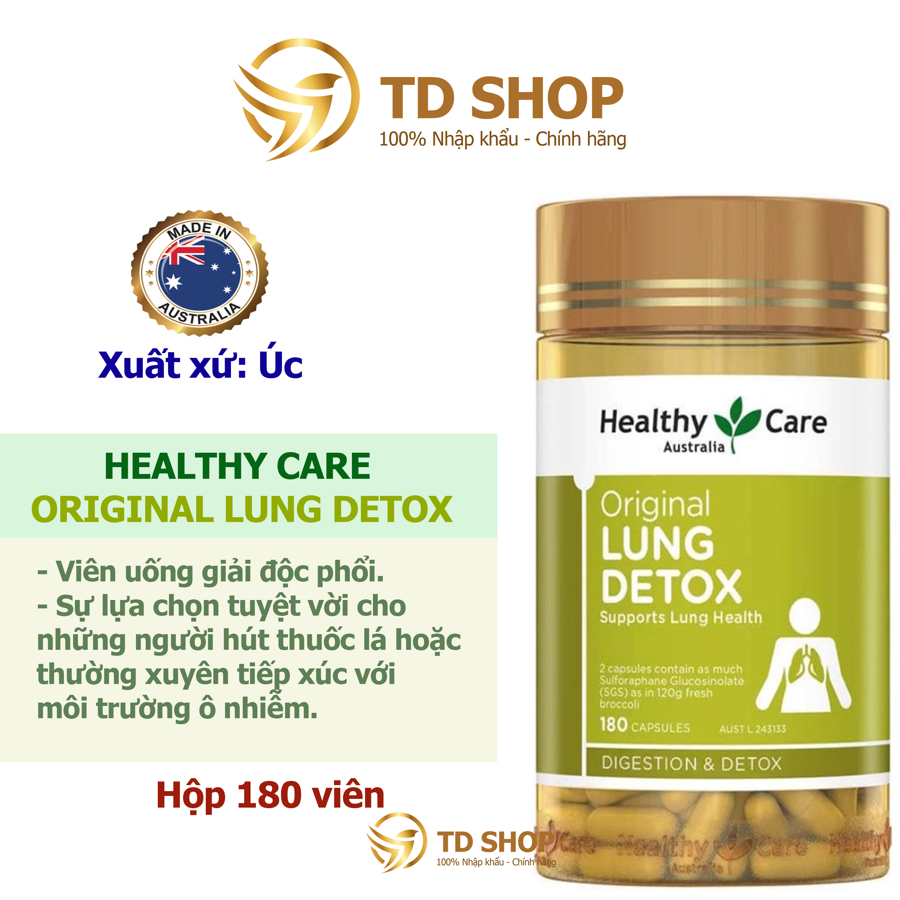 NK Úc Viên uống thải độc gan Liver Detox Healthy Care 100 viên - TD Shop