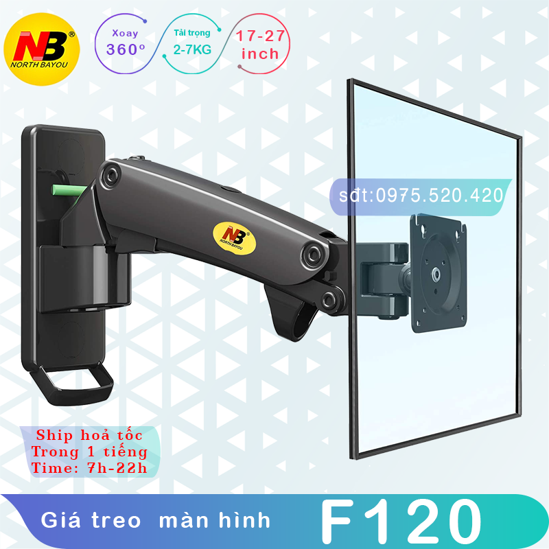 F120 / Giá Treo Màn hình gắn tường/ Tay treo/Arm màn hình gắn tường/ Lò xo thuỷ lực [Màn Hình 17" - 27"]