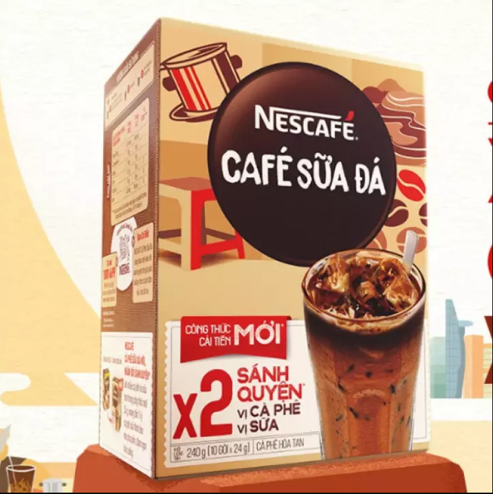 Cà Phê Sữa Đá Nescafe Nestle 3in1 công thức mới x2 sánh quyện (hộp 10 gói x 24g)