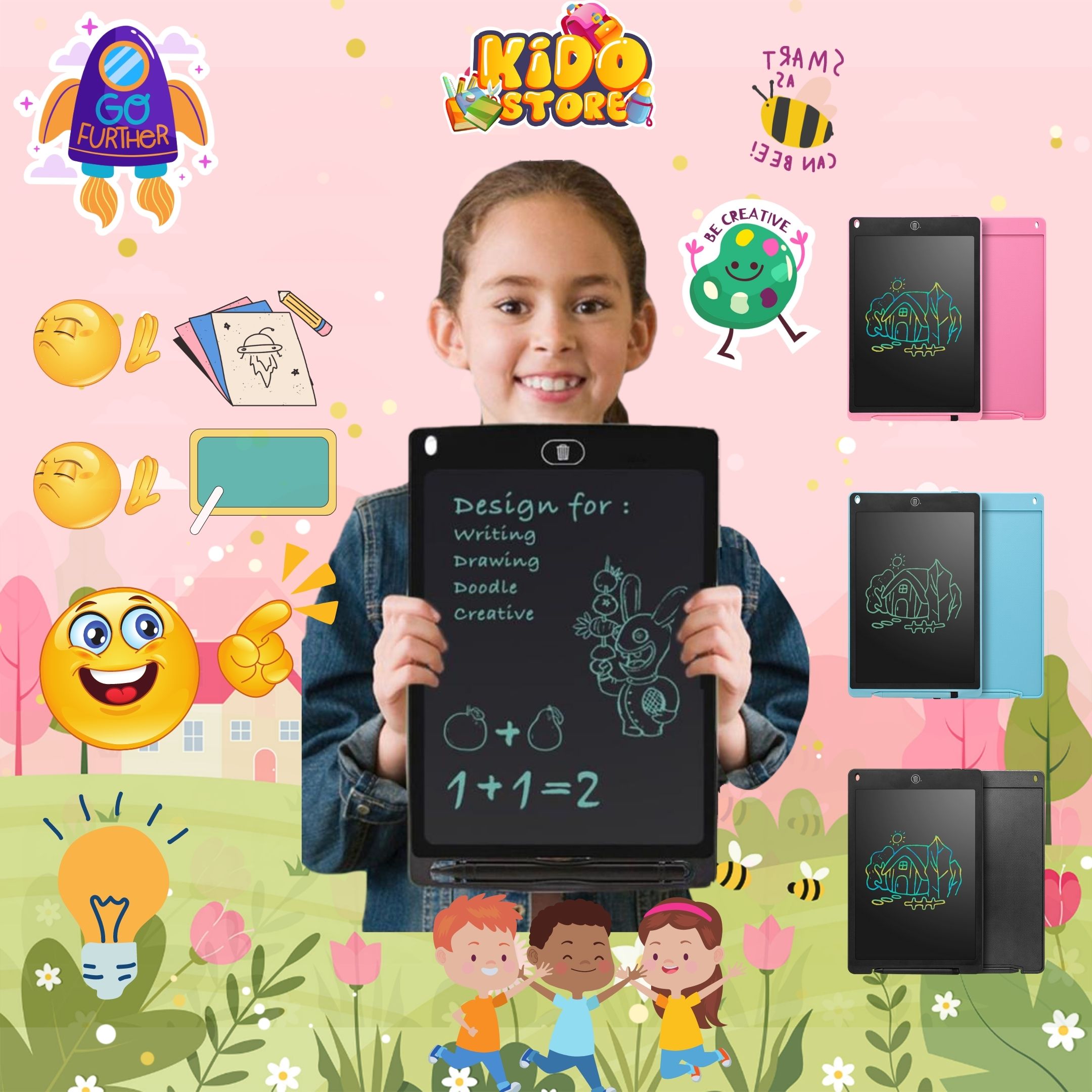 Bảng viết tự xoá, bảng vẽ LCD-Điện tử thông minh cho bé học tập KDP601