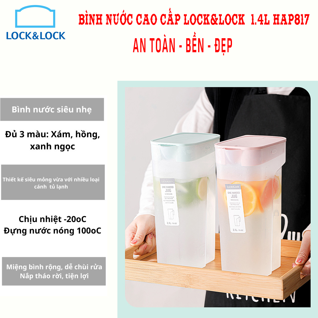 Bình đựng nước locknlock handle bottle dung tích 1.4l hap817 | hàng chính hãng siêu an toàn, bền, đẹp, hiện đại