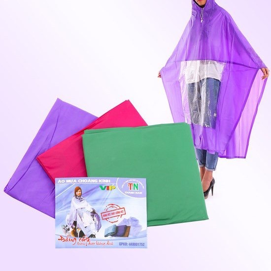 Áo mưa choàng kính loại 2 Mũ vải nhũ nhựa chống thấm tốt