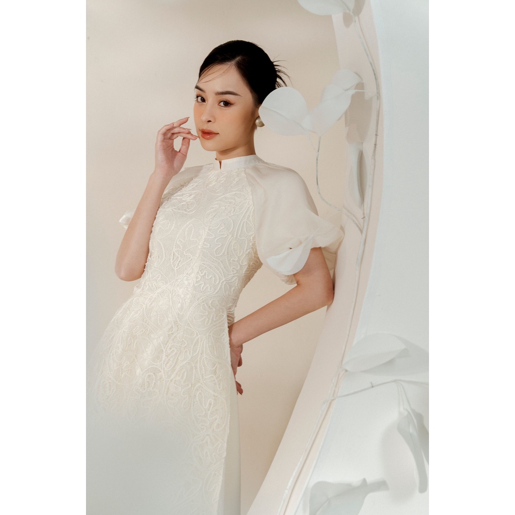 Quần lụa áo dài ống suông cạp viền tiinstore qct007