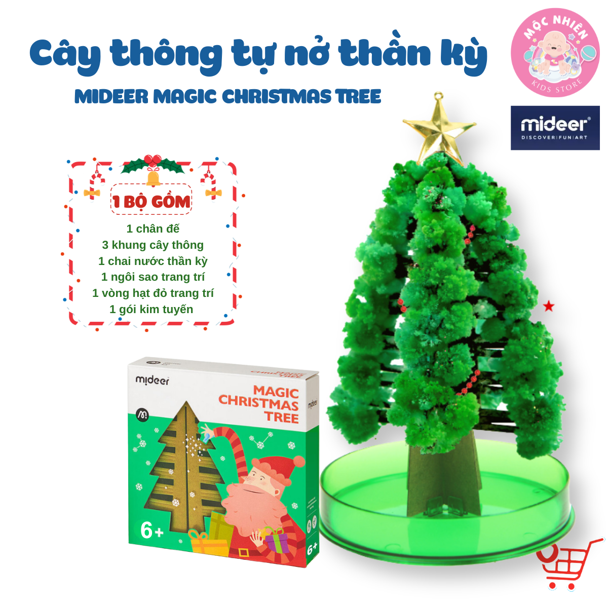 Cây thông Noel mini phủ tuyết tự nở thần kỳ - Mideer Magic Christmas Tree - Quà Giáng sinh 2023 cho bé