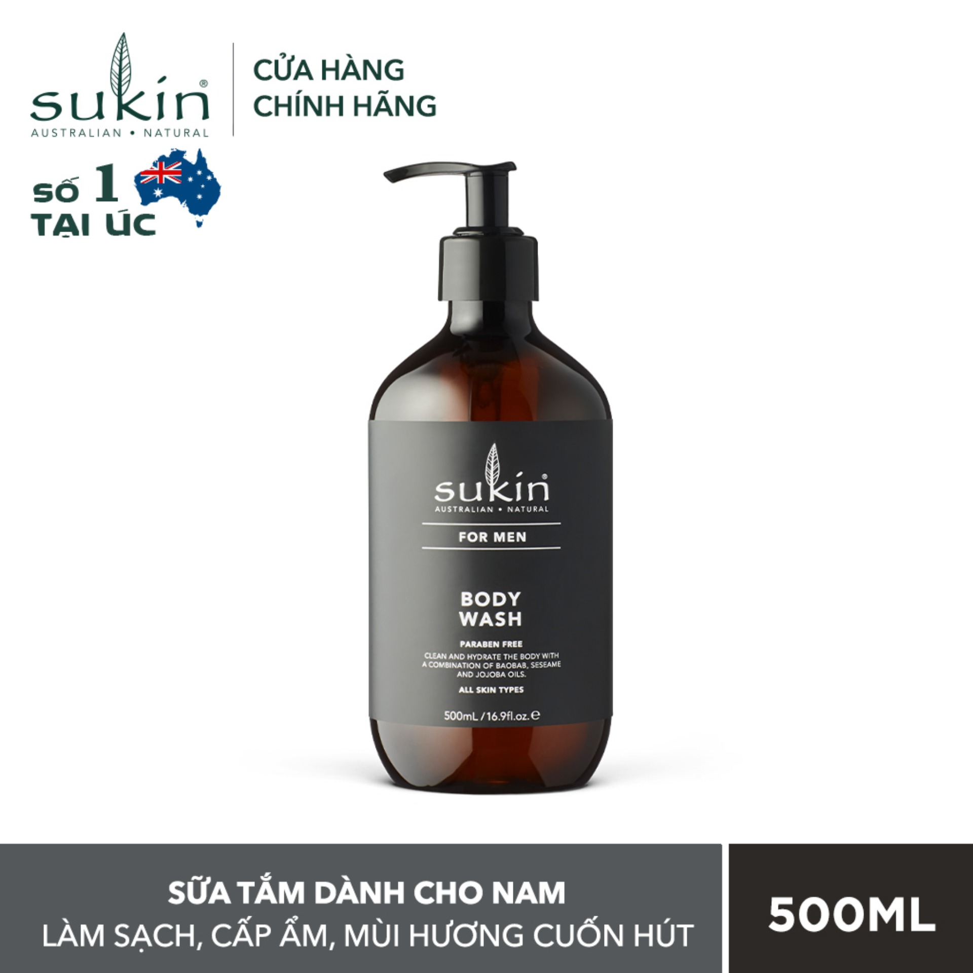 Sữa tắm dành cho nam Sukin For Men Body Wash 500ml