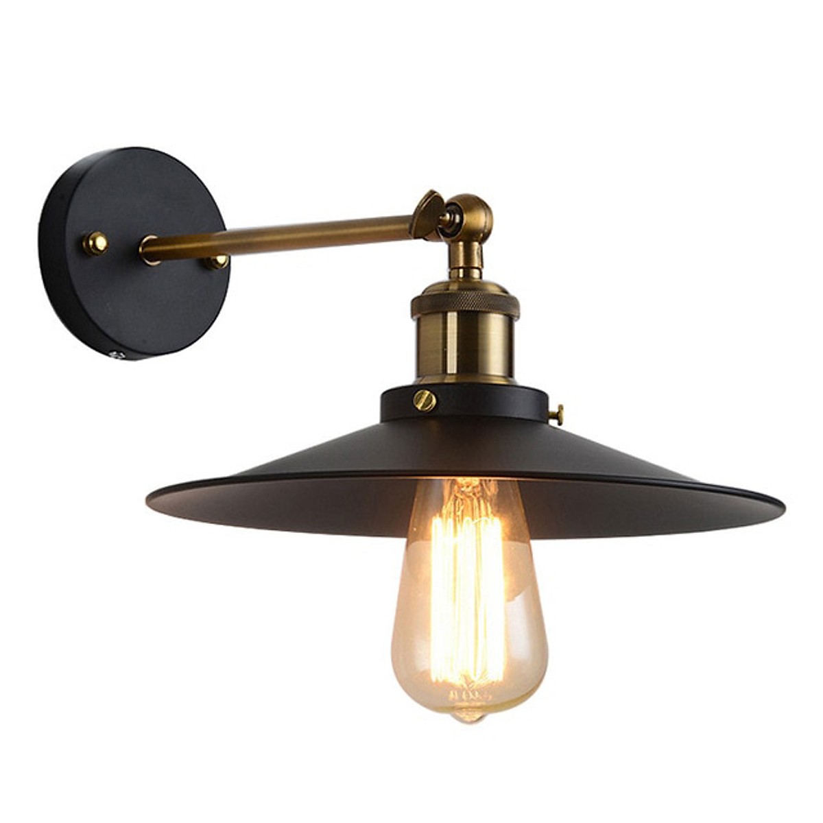 Đèn gắn tường cafe trang trí kiểu công nghiệp Vintage hình nón dẹt - AnAn Decor