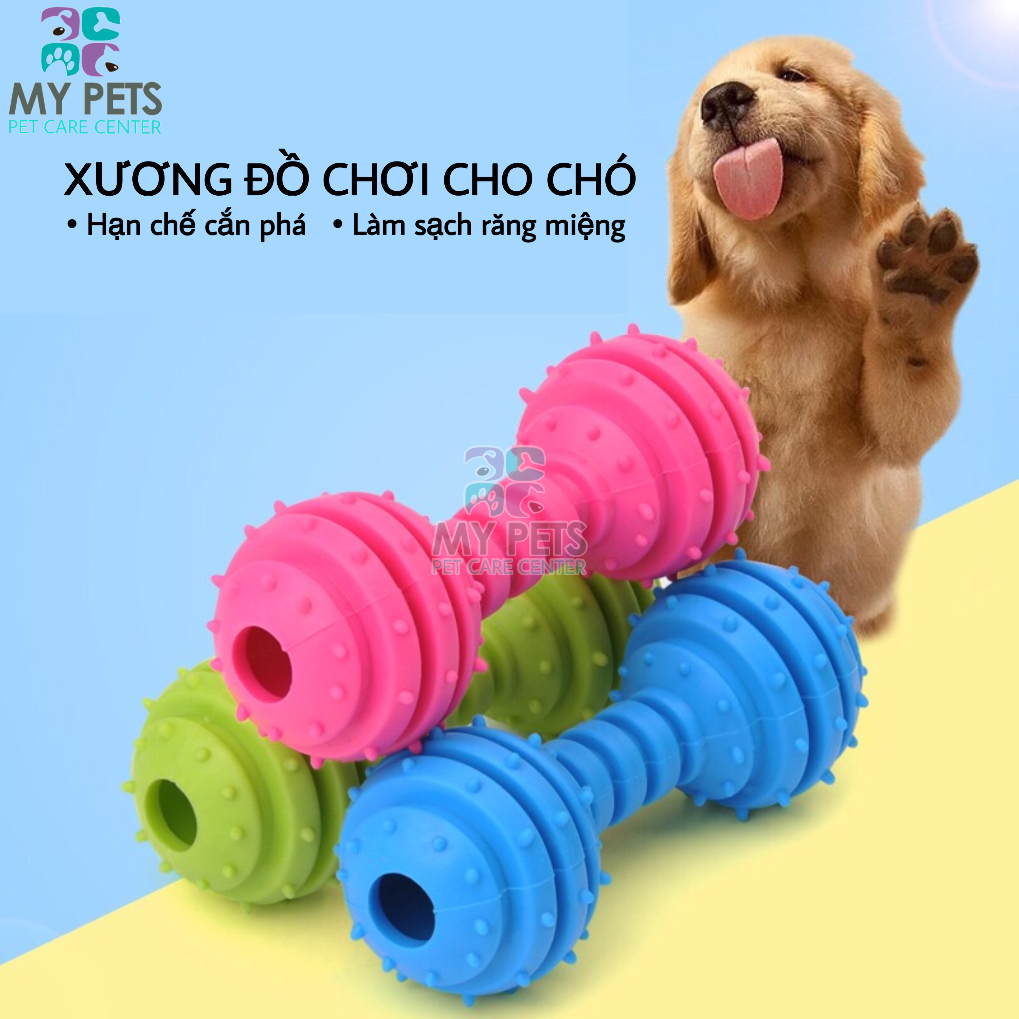 Đồ chơi xương gặm sạch răng cho chó mèo có chuông bên trong