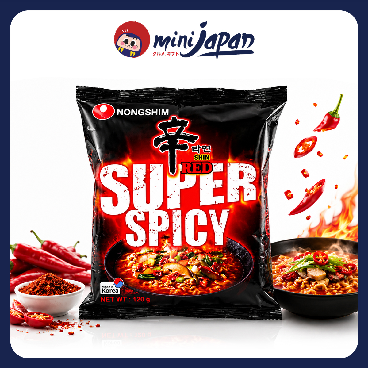 Mì Siêu Cay Nongshim Shin Red Hàn Quốc 120g - Thử Thách Vị Giác Với Cấp Độ Siêu Cay Bùng Nổ