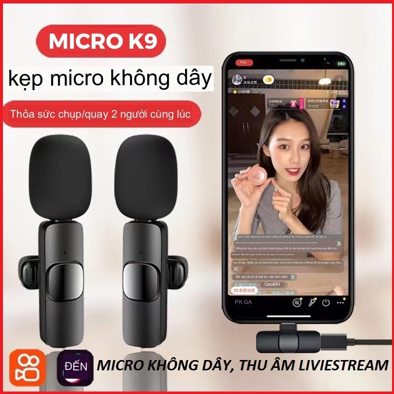 Micro Thu Âm Không Dây Cài Áo Lọc Tiếng Ồn Cao Cấp Livestream Quay Video Ghi Âm Cho Điện Thoại