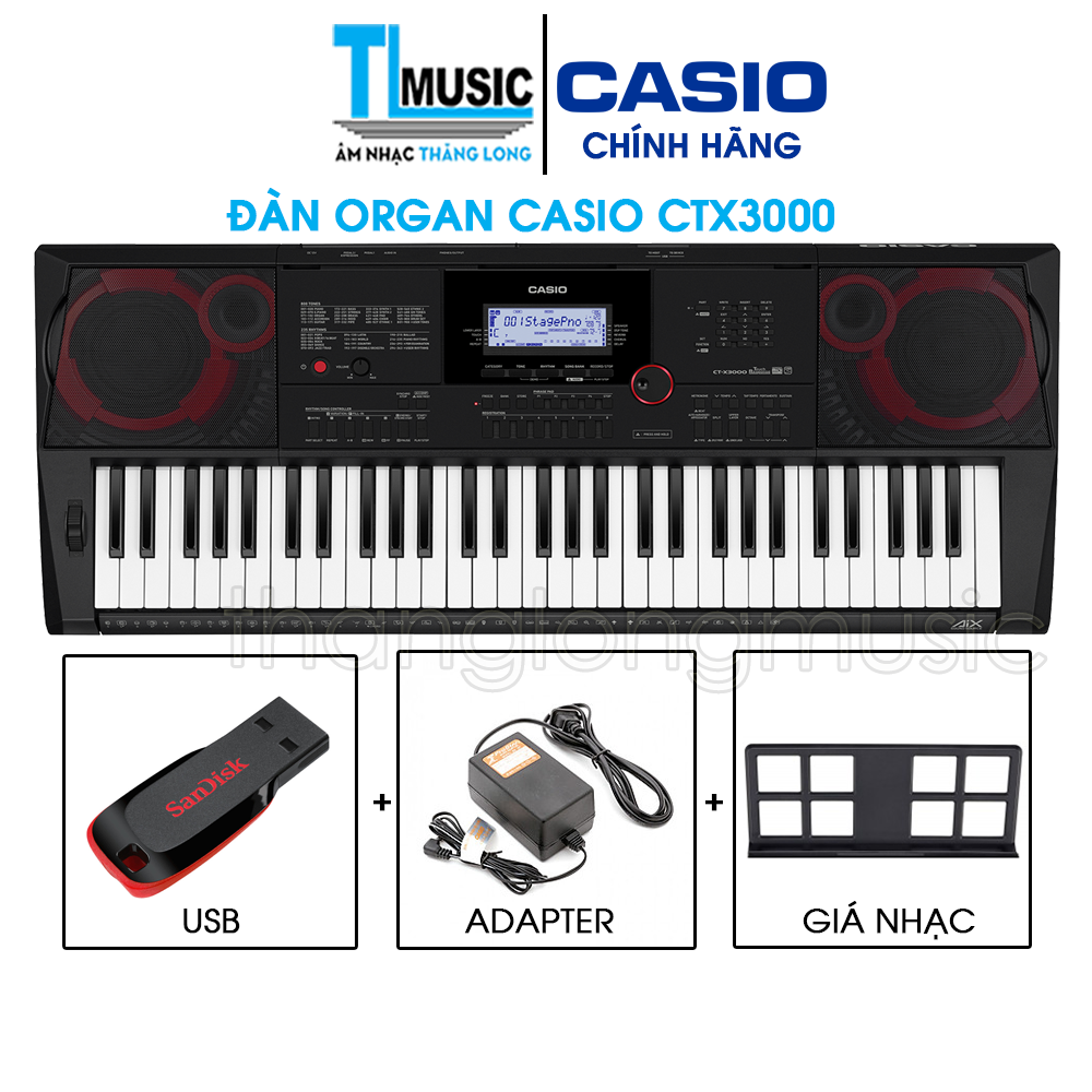 [Chính hãng] Đàn organ di động Casio CTX3000 - Casio Keyboard CTX 3000 ( Kèm USB + Nguồn + Giá nhạc ) - Thăng Long Music