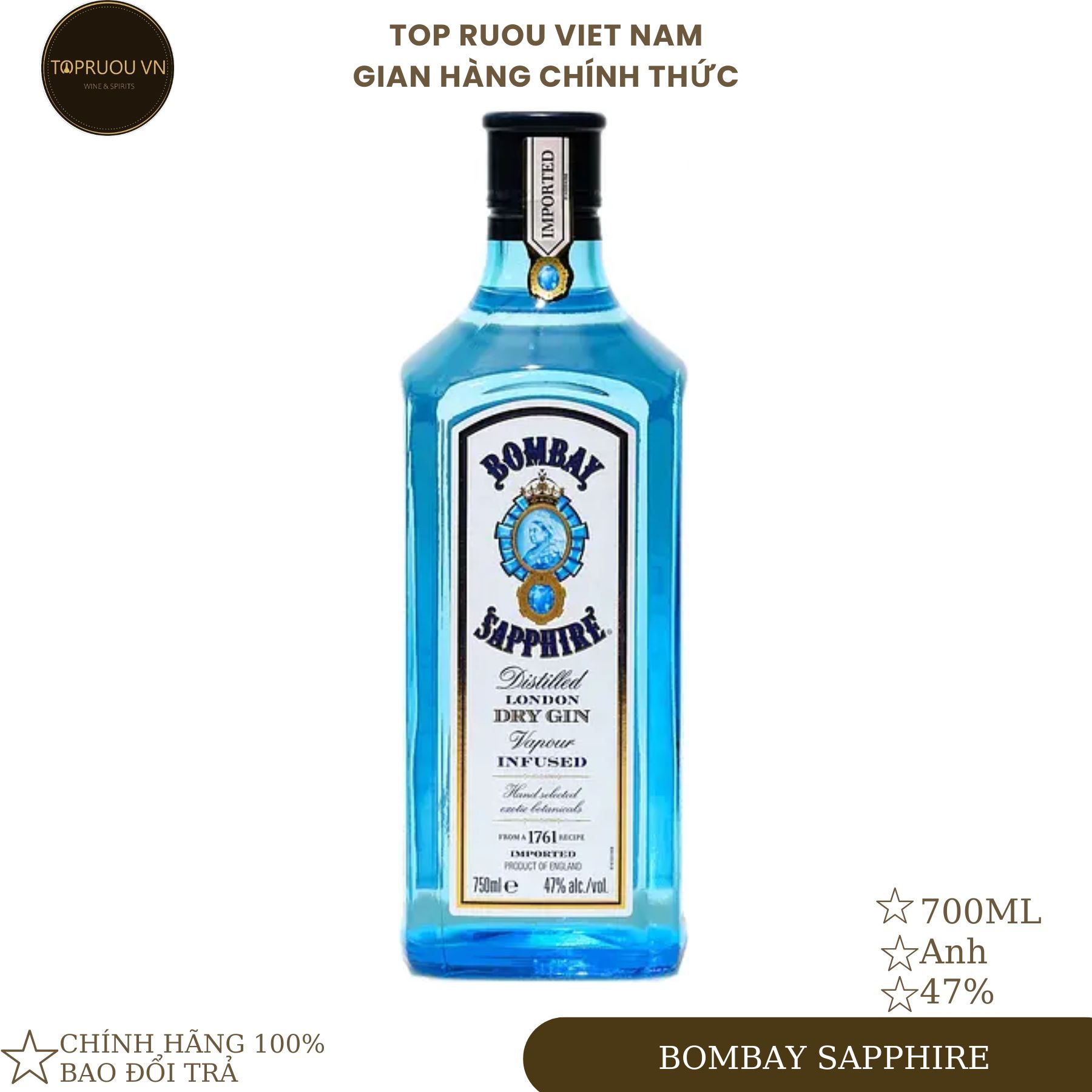[Top Rượu] Rượu Gin Bombay Sapphire - Bulldog - Greenall's [Chính Hãng]