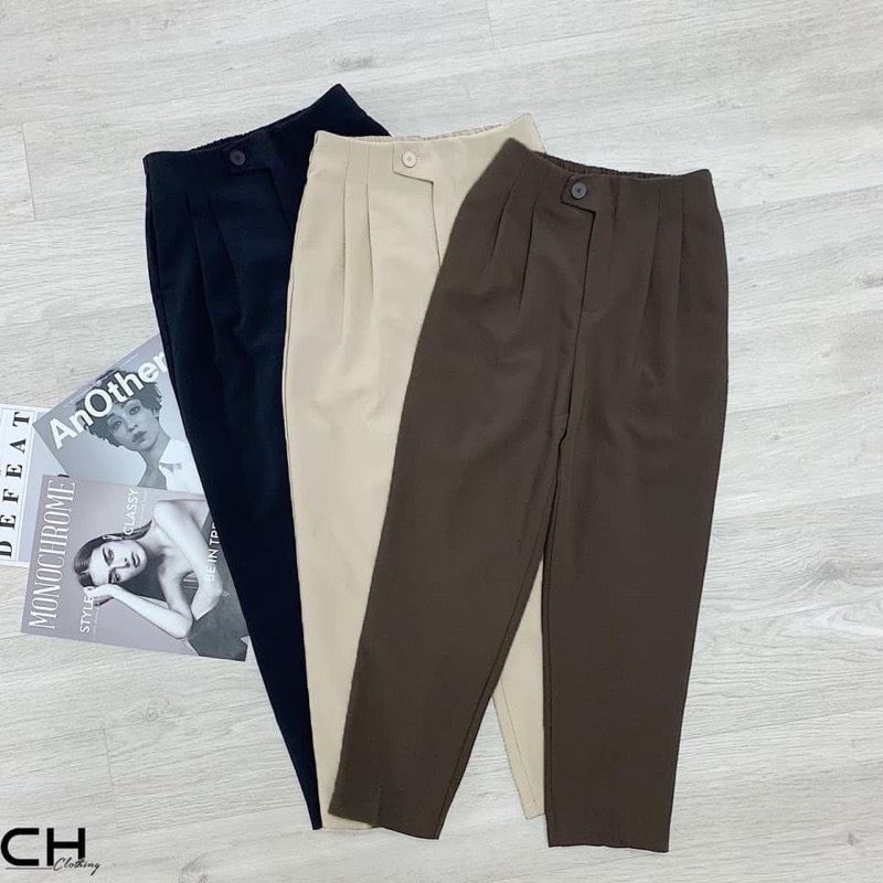 Quần baggy lệch khuy form công sở bigsize 83 kg _ BG01