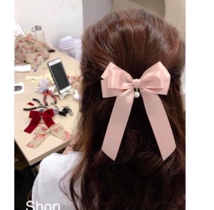Kẹp tóc nơ lụa satin cao cấp 3 cánh tiểu thư - Nơ cài tóc công chúa - nơ kẹp tóc hàn quốc cho bé gái