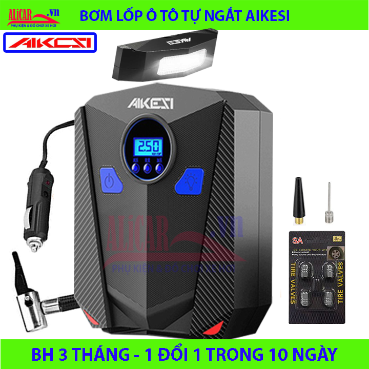 Máy bơm lốp ô tô mini AIKESI: Đồng hồ điện tử, Tự ngắt, 3 phút 1 lốp. Máy bơm lốp xe hơi.