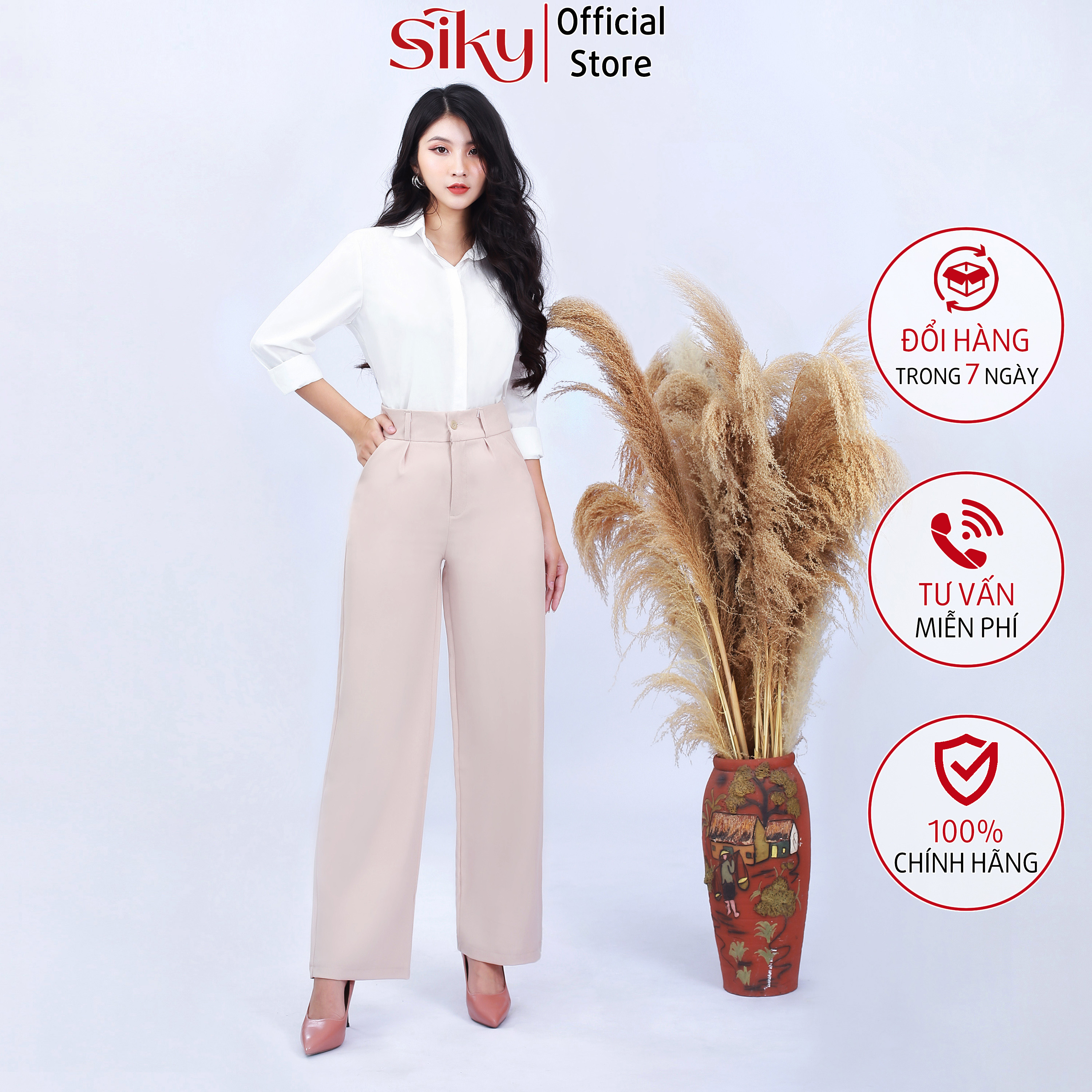 Quần ống rộng culottes xuông dài 100cm - QD04