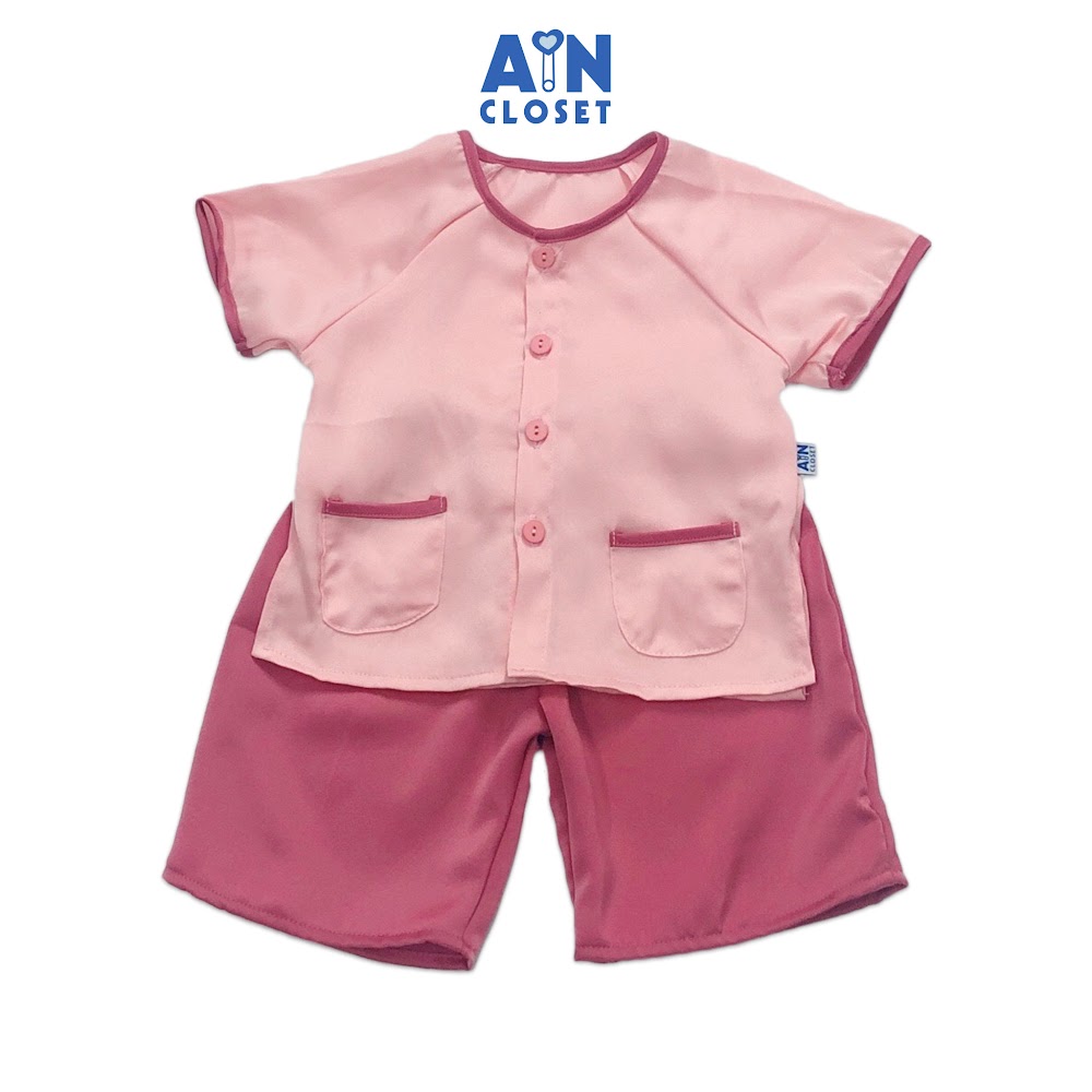 Bộ quần áo bà ba lửng bé gái hồng đà lạt lụa ngọc trai - aicdbgomdbrc - ain closet