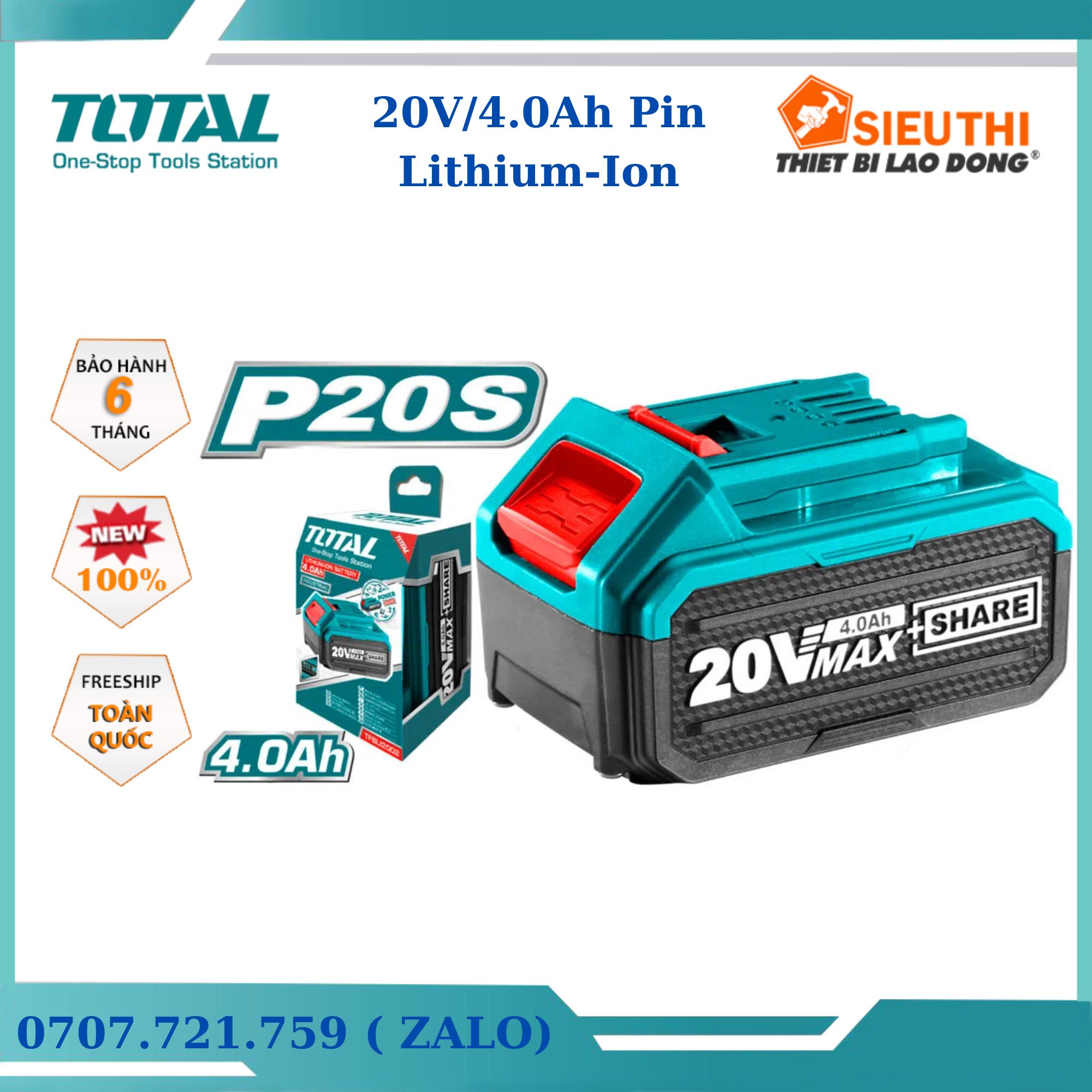Pin lithium - ion total tfbli2002 loại 20v/4.0ah